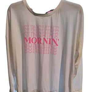 Crown & Ivy Womens Large White Long Sleeve Intimates Sleep 'Mornin Sunshine'